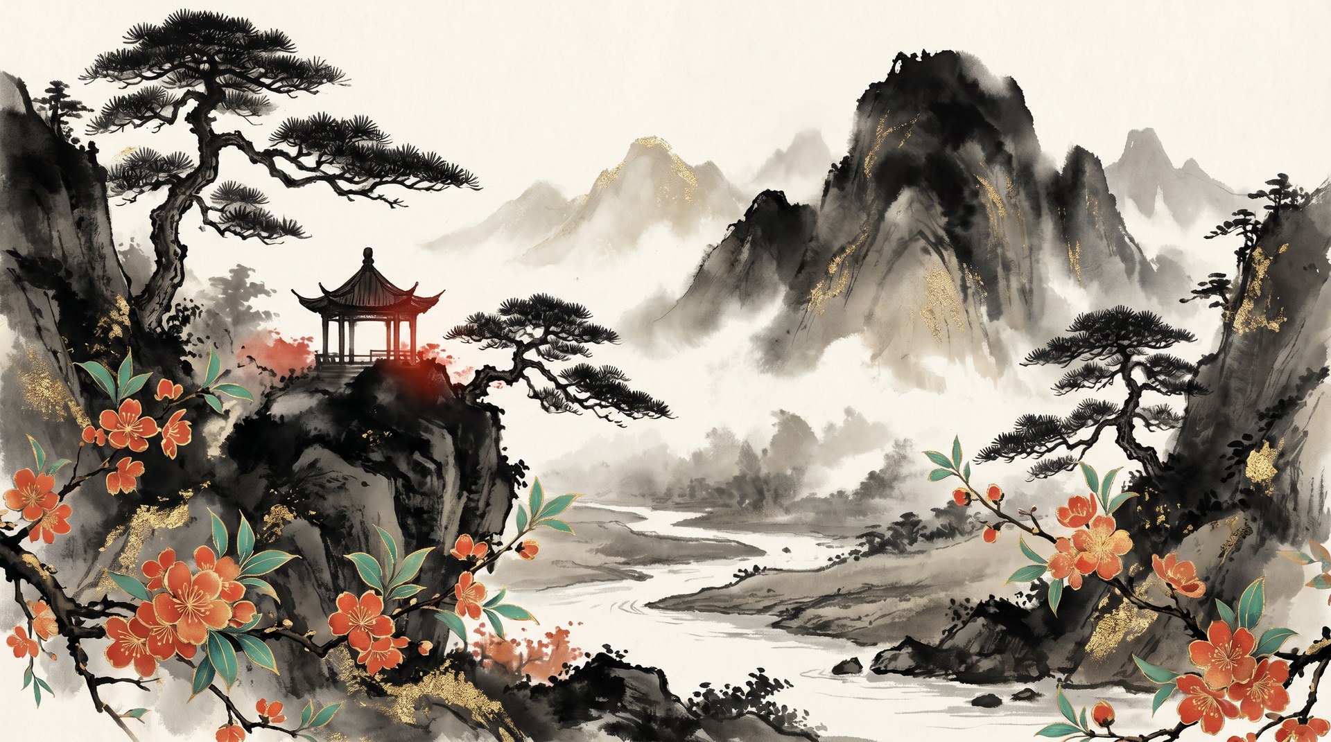 樱花视频东方意境馆-水墨山水意境视频